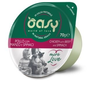 Oasy Gatto More Love In Cup Adulto Pollo, Manzo & Spinaci 70 Gr