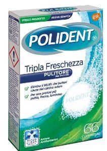 Polident tripla freschezza pulitore per dentiere 66 compresse