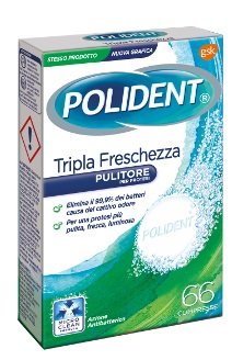 Polident tripla freschezza pulitore per dentiere 66 compresse