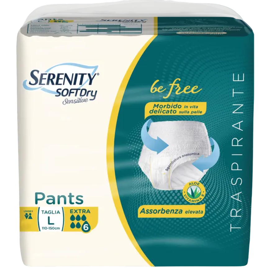 Serenity Soft Dry Sensitive Pants Extra Taglia L 12 Pezzi