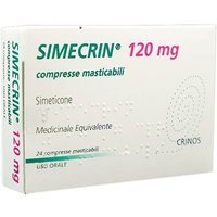 Simecrin 120mg Simeticone Trattamento Meteorismo e Aerofagia, 24 Compresse Masticabili