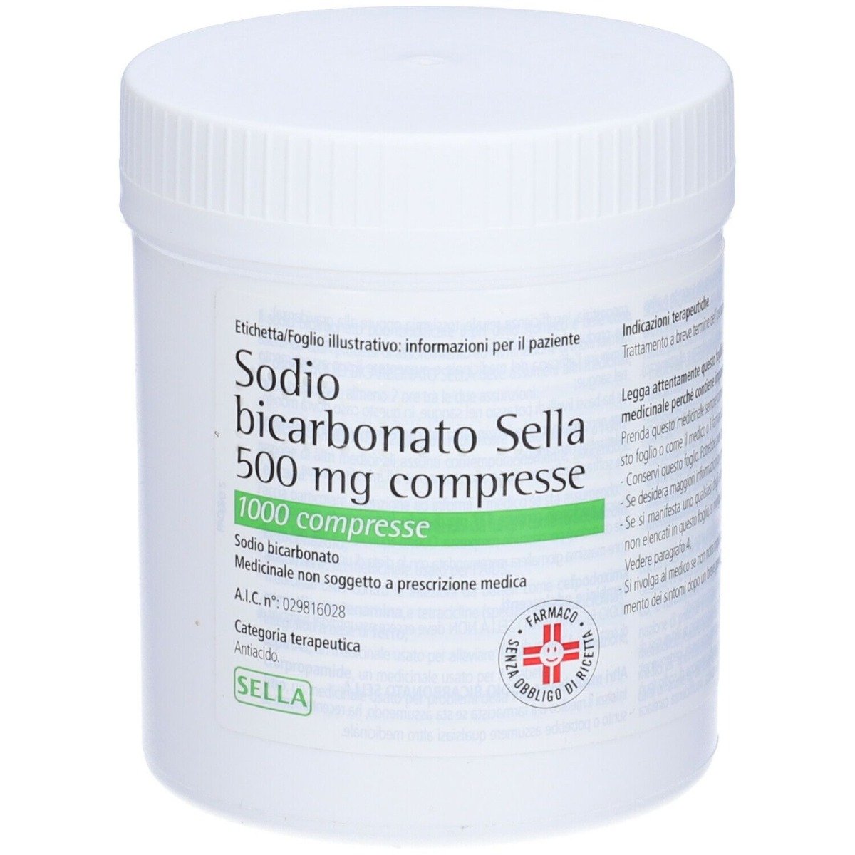 Sodio Bicarbonato Sella 500 mg 1000 Compresse