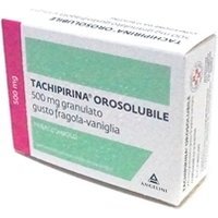 Tachipirina Orosol Orosolubile 500mg Paracetamolo Granulato Antipiretico e Analgesico Gusto Fragola e Vaniglia Somministrazione Orale Senza Acqua, 12 Bustine