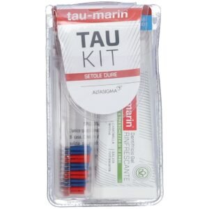Tau-Marin Kit Spazzolino Duro e Dentifricio gel Rinfrescate alle Erbe 20 ml