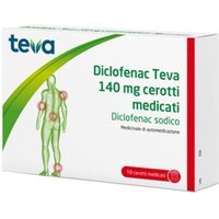 Teva Diclofenac 140 mg - Cerotti diclofenac Teva per il dolore muscolare, 10 cerotti medicati