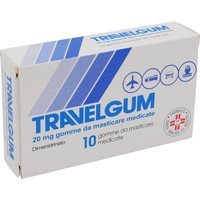 Travelgum Dimenidrinato Antichinetosico Prevenzione della Nausea e del Vomito, 10 gomme da masticare