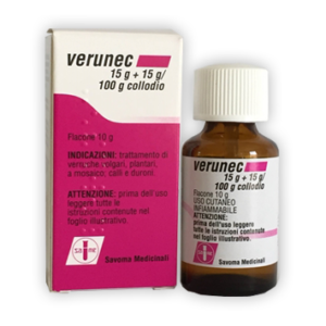 Verunec 15 g + 15 g/100 g collodio