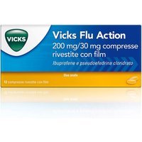 Vicks Flu Action Compresse Raffreddore e Influenza 200mg + 30mg Ibuprofene e Pseudoefedrina Cloridrato, 12 Compresse Rivestite