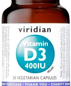 Viridian Vitamin D3 400iu 30capsule