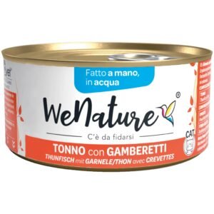 Wenature Gatto Lattina In Acqua Di Cottura Adulto Tonno & Gamberetti 85 Gr