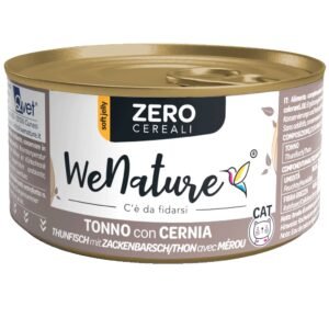 Wenature Gatto Zero Cereali Lattina In Jelly Adulto Tonno & Cernia 85 Gr