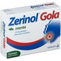 Zerinol Gola Menta 20mg Ambroxolo Cloridrato per Mal di Gola Acuto, 18 Pastiglie